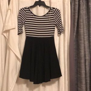 striped black and white dress